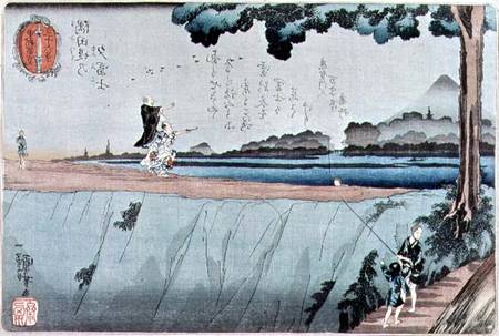 Mount Fuji from the Sumida River embankment, one of the views from Edo a Utagawa Kuniyoshi