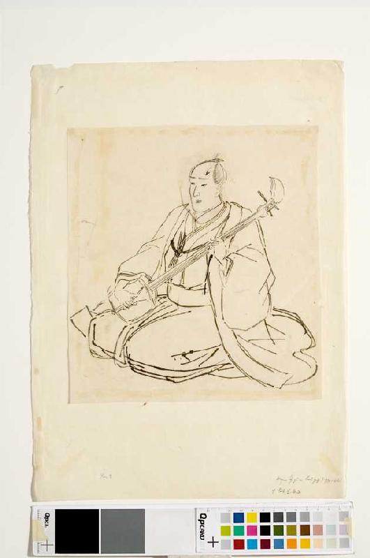 Shamisen-Spieler. a Utagawa Kuniyoshi