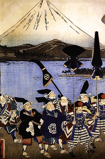 The Daimyo''s entourage before Mount Fuji a Utagawa Yoshitora