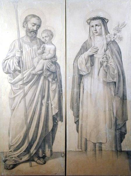 Preparatory drawing of St. Catherine of Siena and St. Christopher a V. de Matteis