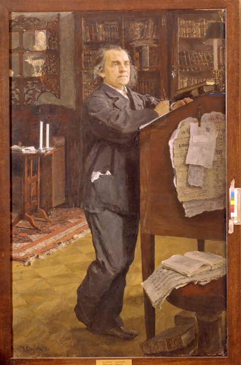 Portrait of the composer Alexander Serov (1820-1871) a Valentin Alexandrowitsch Serow
