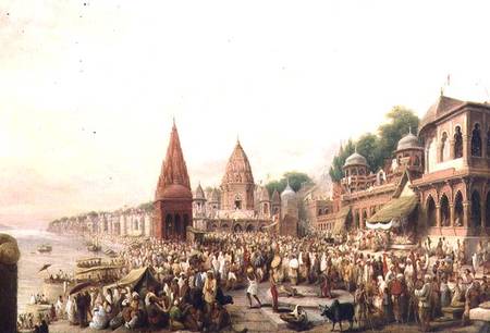 A View of Dasaswanadh Ghat, Benares, during the Dassera Festival a Valentine Cameron Prinsep