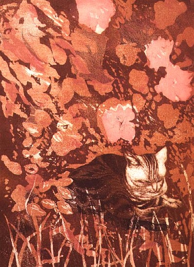 Cat with Roses (print) a Valerie  Daniel