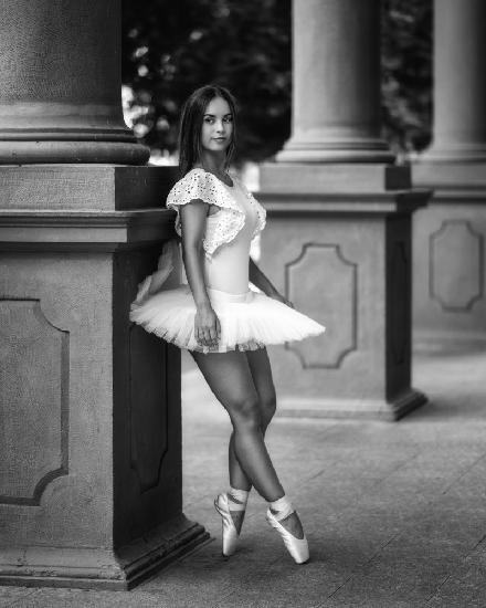 Ballerina on the street BW