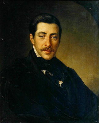 Portrait of the Author Alexander Sukhowo-Kobylin (1817-1903) (oil on canvas) a Vasili Andreevich Tropinin