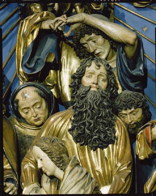 Der Krakauer Marienaltar: Der bärtige Apostel Paulus mit drei weiteren Aposteln a Veit Stoß