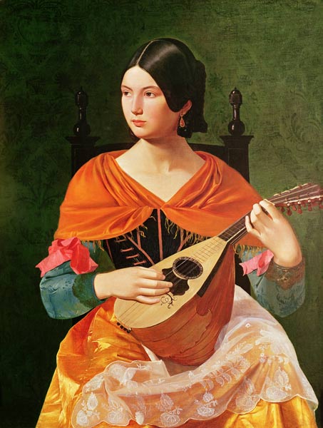 Young Woman with a Mandolin, 1845-47 a Vekoslav Karas