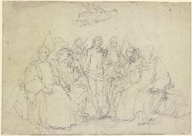 Der Heilige Sebastian von einer Märtyrergruppe umgeben