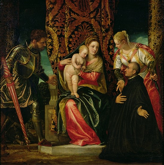 Virgin and Child between St. Justine and St. George, with a Benedictine monk a Veronese, Paolo (Paolo Caliari)