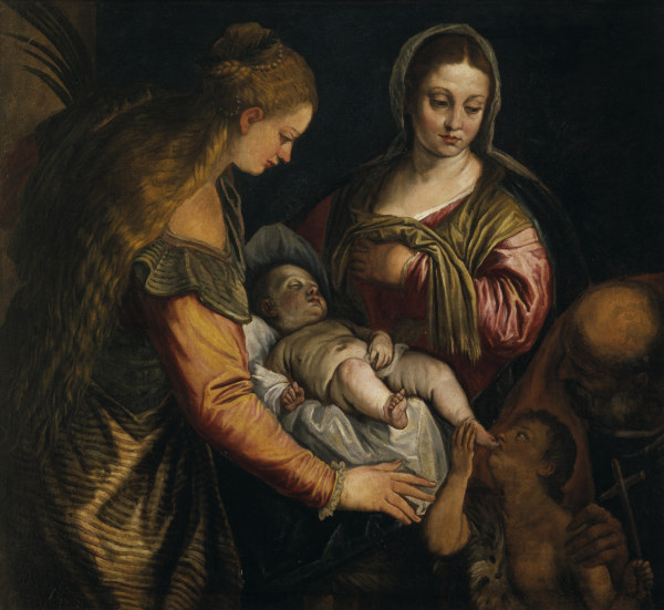 P.Veronese, Holy Family with Barbara a Veronese, Paolo (Paolo Caliari)