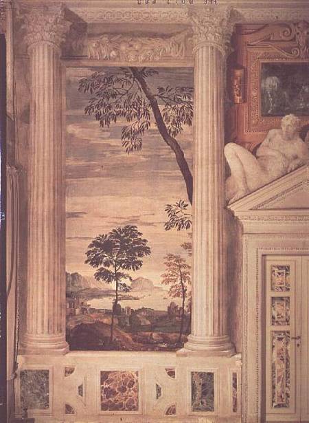 Landscape, detail of the frescoes in the Olympic Room a Veronese, Paolo (Paolo Caliari)