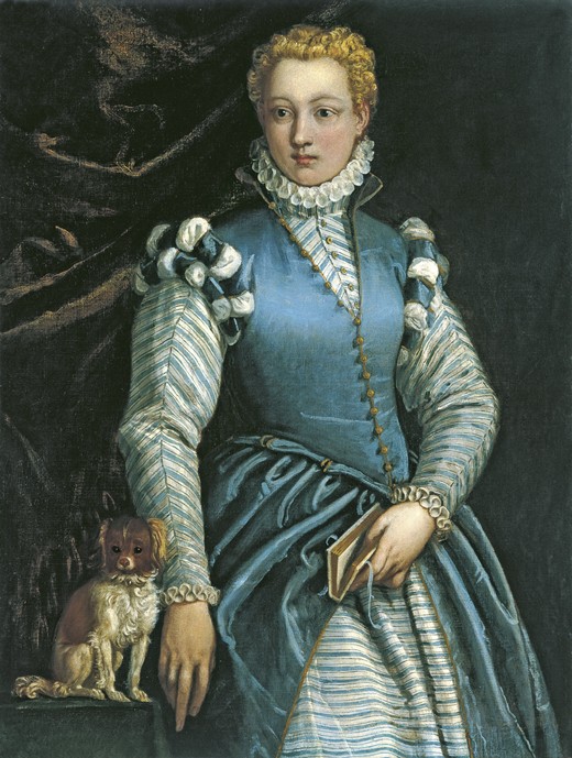 Portrait of a Woman with a dog a Veronese, Paolo (Paolo Caliari)