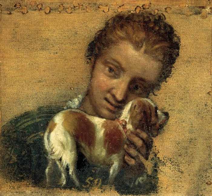 Young Woman with Dog a Veronese, Paolo (Paolo Caliari)