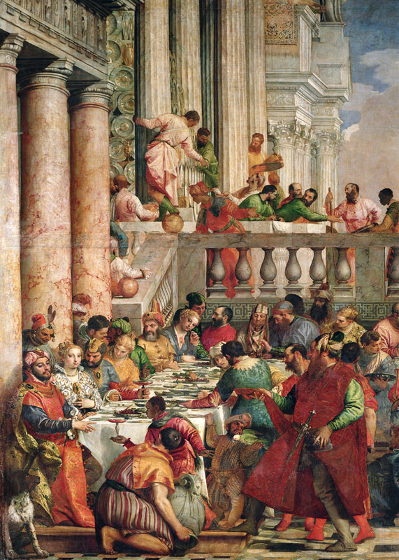 The Marriage Feast at Cana, detail of the left hand side a Veronese, Paolo (Paolo Caliari)