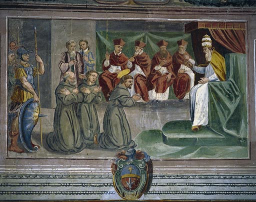 Die Bestaetigung der Ordensregel des Heiligen Franziskus durch Papst Honorius III. a Vetralla Latium
