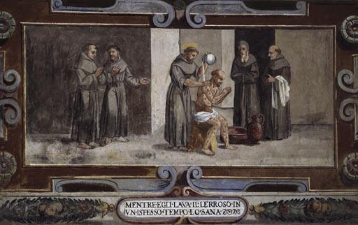 Der Heilige Franziskus pflegt einen Aussaetzigen a Vetralla Latium