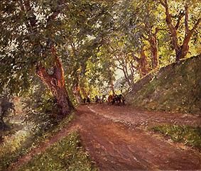 Smallholders with cows on a woodland path a Victor Alfred Paul Vignon