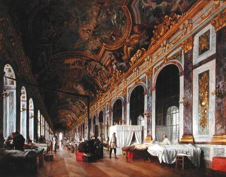 The Hall of Mirrors at Versailles used as Military Hospital for Tending Wounded Prussians in 1871 a Victor Buchereau