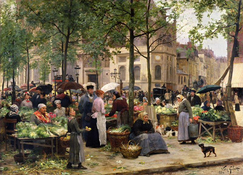 The Square in front of Les Halles a Victor Gabriel Gilbert