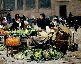 A vegetable stand in Le's hall Paris. a Victor Gabriel Gilbert