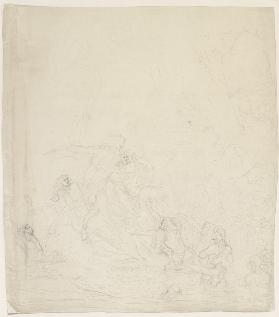 Auf dem Rücken des Kentauren Nessus überqueren Dante und an seiner Seite Vergil die Furt zum zweiten