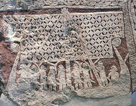 Detail of a picture stone depicting a Viking ship, from the Isle of Gotland a Viking