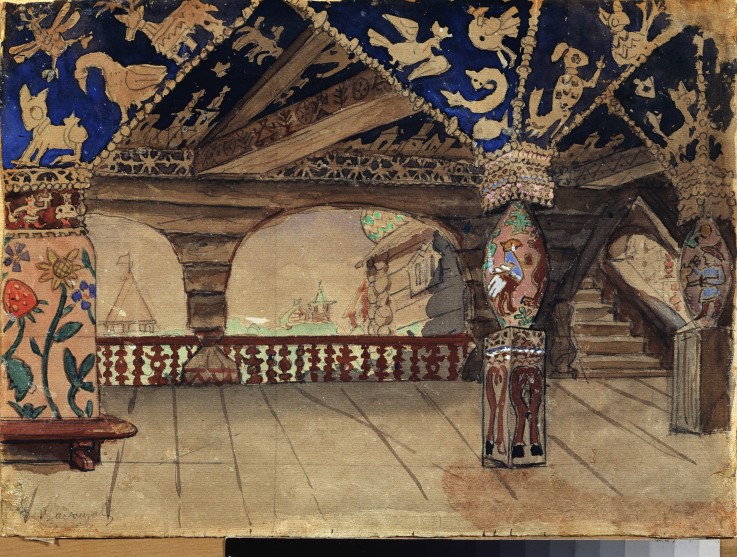 Stage design for the theatre play Snow Maiden by A. Ostrovsky a Viktor Michailowitsch Wasnezow