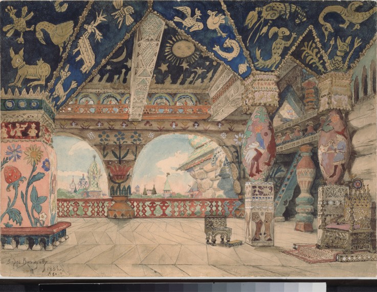 Stage design for the opera Snow Maiden by N. Rimsky-Korsakov a Viktor Michailowitsch Wasnezow