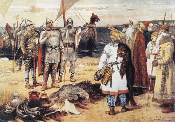 The Invitation of the Varangians: Rurik and his brothers arrive in Staraya Ladoga a Viktor Michailowitsch Wasnezow