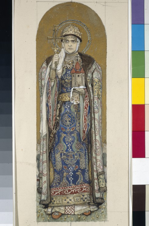 Saint Olga, Princess of Kiev (Study for frescos in the St Vladimir's Cathedral of Kiev) a Viktor Michailowitsch Wasnezow