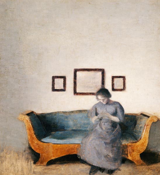 Ida Hammershoi auf dem Sofa sitzend. a Vilhelm Hammershoi