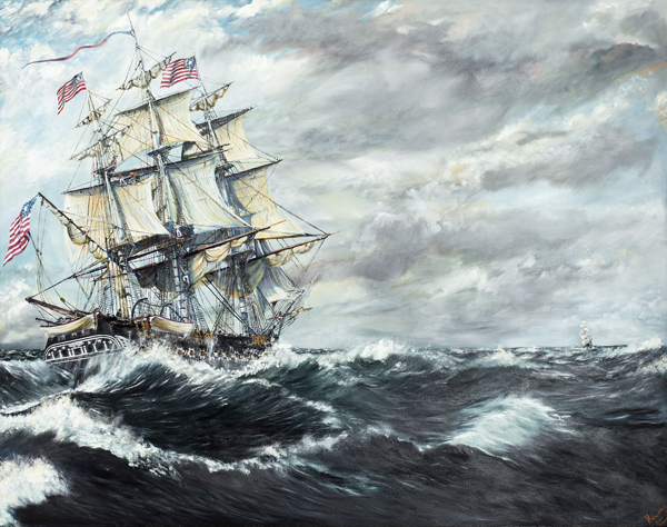 USS Constitution heads for HM Frigate Guerriere 19/08/1812 a Vincent Alexander Booth