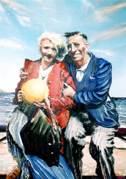Gran and Granddad with ball at the seaside a Vincent Alexander Booth