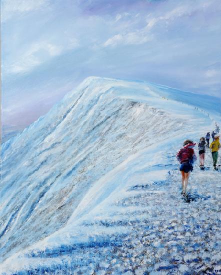 Race on Helvellyn mid winter