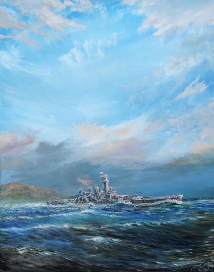 USS Washington leaves Guadalcanal
