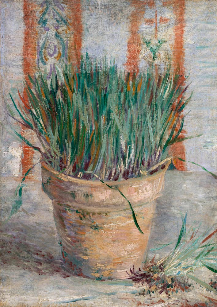 Vaso di fiori con erbe cipollina a Vincent Van Gogh