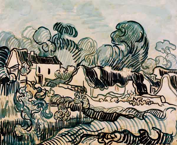 V.v.Gogh, Landscape w.Cottages / 1890 a Vincent Van Gogh