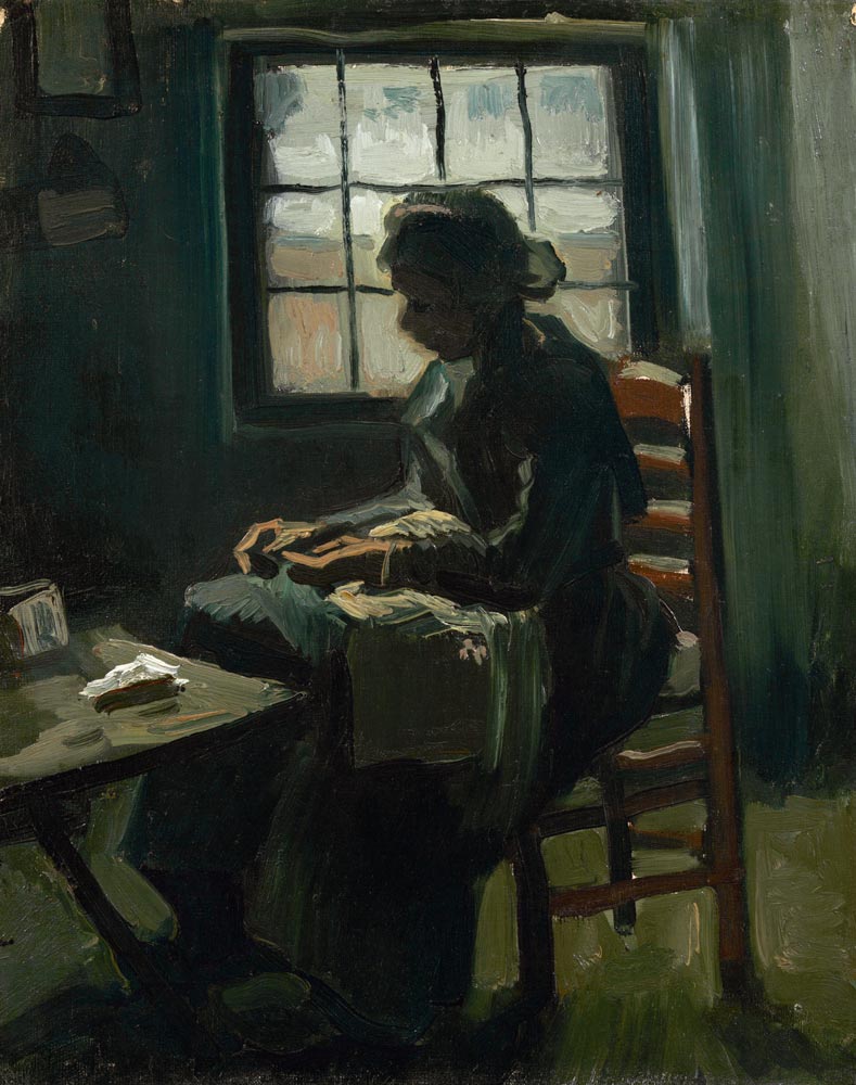 Woman sewing a Vincent Van Gogh