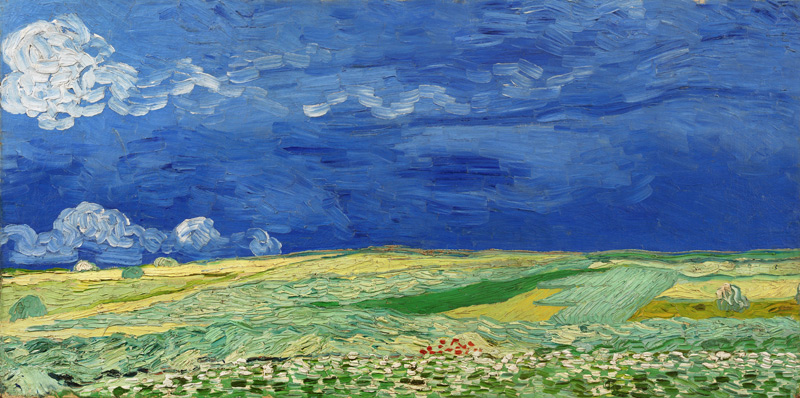 Campo sotto un cielo nuvoloso a Vincent Van Gogh
