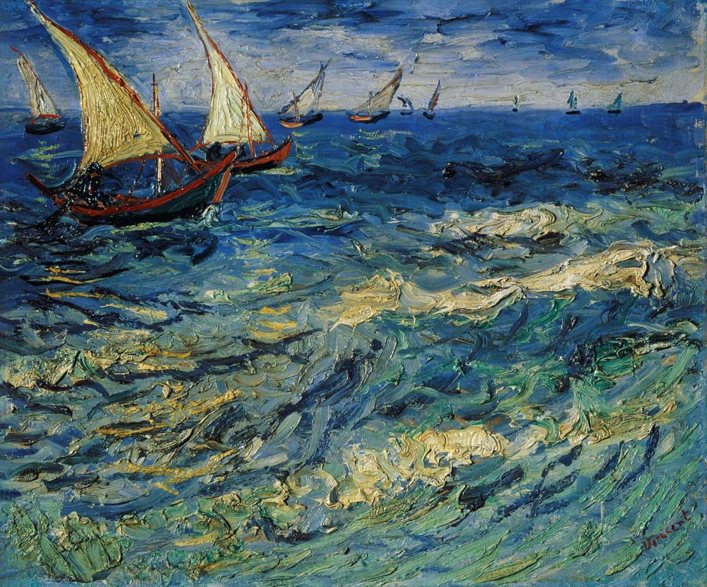 Paesaggio marino a Saintes-Maries ( vista del Mediterraneo) a Vincent Van Gogh