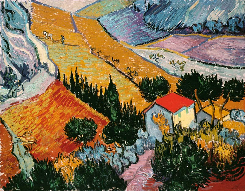 Landscape with House and Ploughman a Vincent Van Gogh