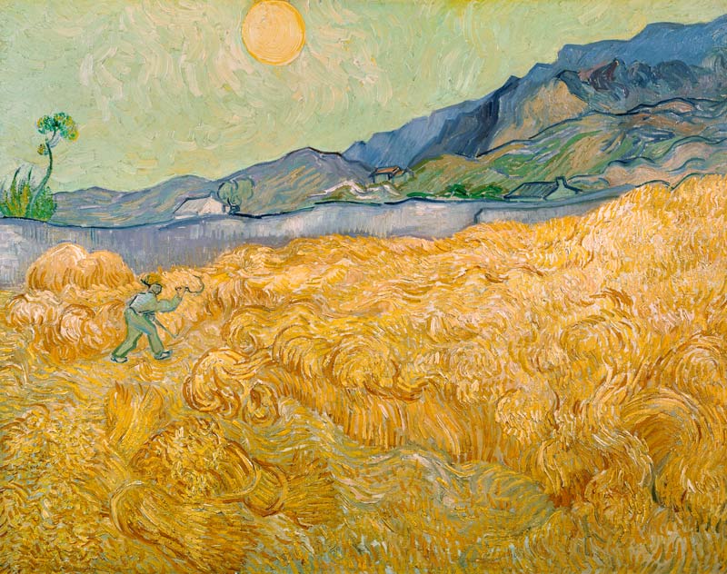 Van Gogh / Wheatfield with Reaper / 1889 a Vincent Van Gogh