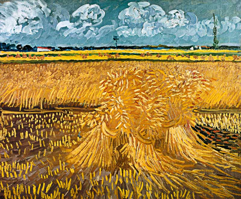 Wheatfield with Sheaves a Vincent Van Gogh