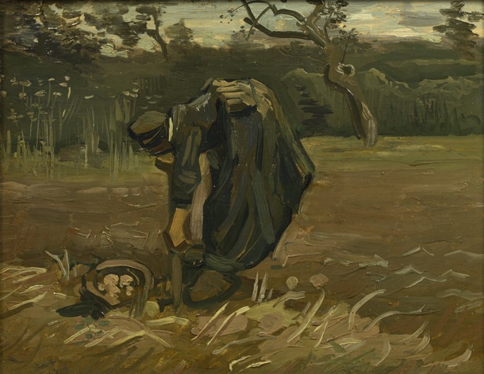 Peasant woman, harvesting potatoes a Vincent Van Gogh