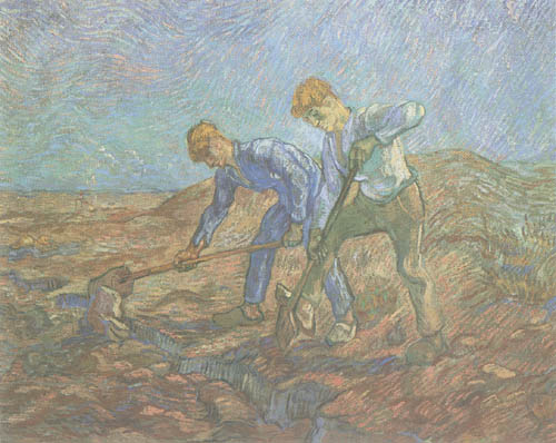 Two smallholders when digging over a Vincent Van Gogh