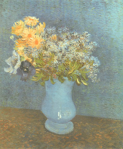 Lilac, daisies and anemones a Vincent Van Gogh