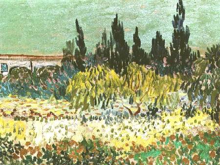 The Garden at Arles, detail of the cypress trees a Vincent Van Gogh