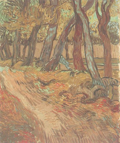 The garden of the hospital Saint Paul with figure a Vincent Van Gogh