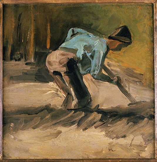 Man at Work, c.1883 (oil on paper laid down on panel) a Vincent Van Gogh
