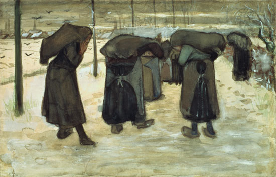 Miners' wives carrying sacks of coal a Vincent Van Gogh
